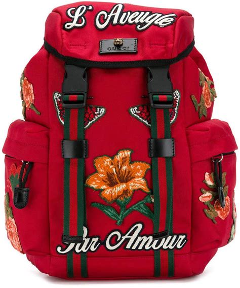 gucci applique backpack|Gucci Techpack Embroidered Appliqué Backpack In Red.